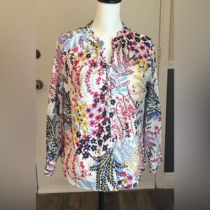 Talbots Floral Ruffle Neck Blouse‎